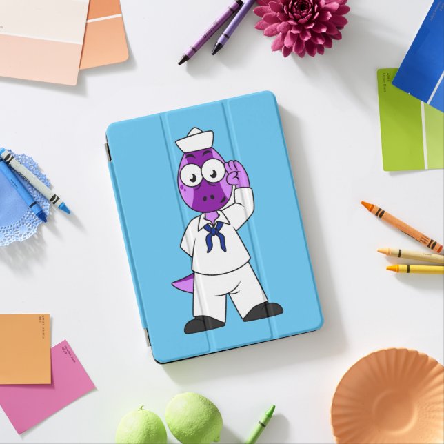 A Pachycephalosaurus Dinosaur Navy Sailor. iPad Air Cover (In Situ)