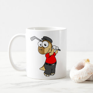 A Pachycephalosaurus Dinosaur Playing Golf. Coffee Mug