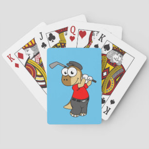 A Pachycephalosaurus Dinosaur Playing Golf. Poker Cards