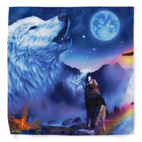 A pack of wolves on a dark night bandana