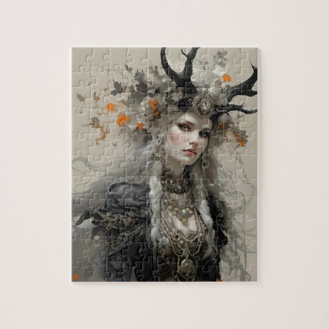 A Pagan Goddess With Antlers Jigsaw Puzzle (Vertical)