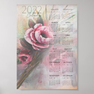 a Painted Rose Flower 2022 Calendar Poster