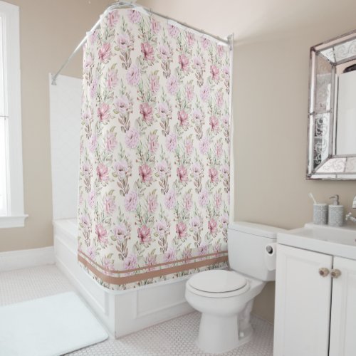 A Painting floral  leaves in Seamless pattern Shower Curtain
