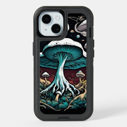 A Painting Mushrooms in the jungle Gel Mousepad iPhone 15 Case