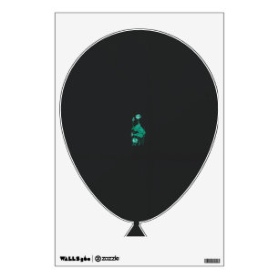 a painting of a flower and a fish on a black backg wall decal