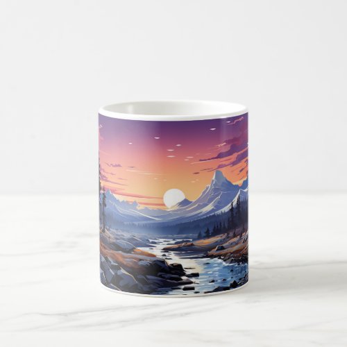 A Painting Of A Forest Landscape In Winter Coffee Mug