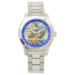 A Painting Of A Ship With The Sails Down-56350 Watch