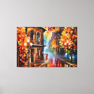 a painting of a woman holding an umbrella canvas print
