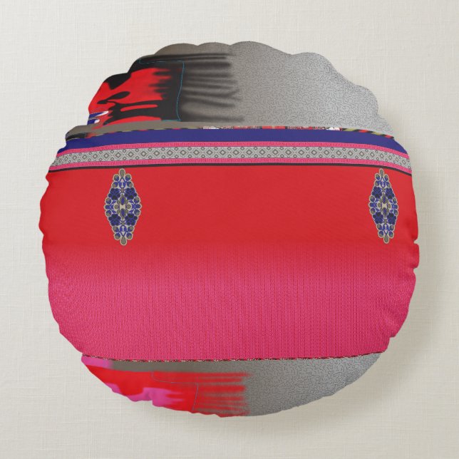 a painting of a woman in a pink dress round pillow (Front)