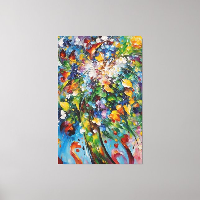 a painting of flowers and leaves vintage canvas print (Front)