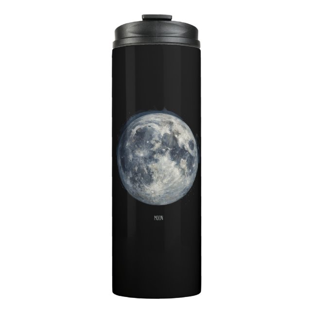 A painting of the moon in a space thermal tumbler (Front)