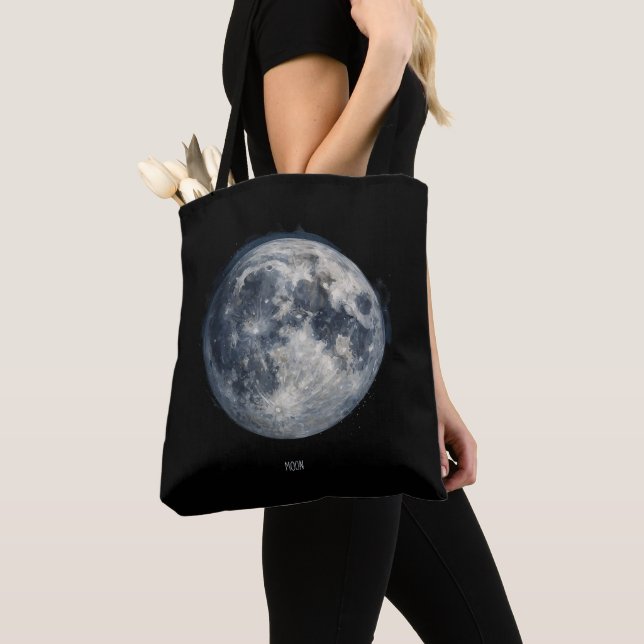 A painting of the moon in a space tote bag (Close Up)