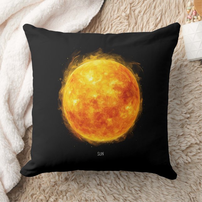 A painting of the sun in a space throw pillow (Blanket)