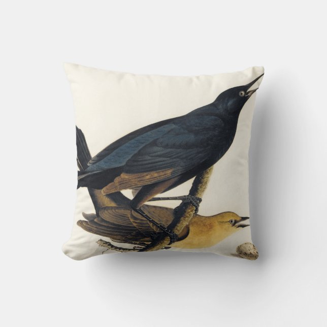 A Pair of Boat-Tailed Grackles Throw Pillow (Front)