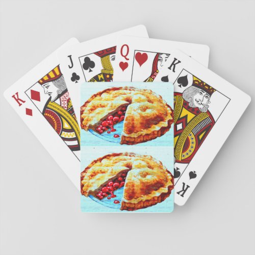 a pair of cherry pies playing cards