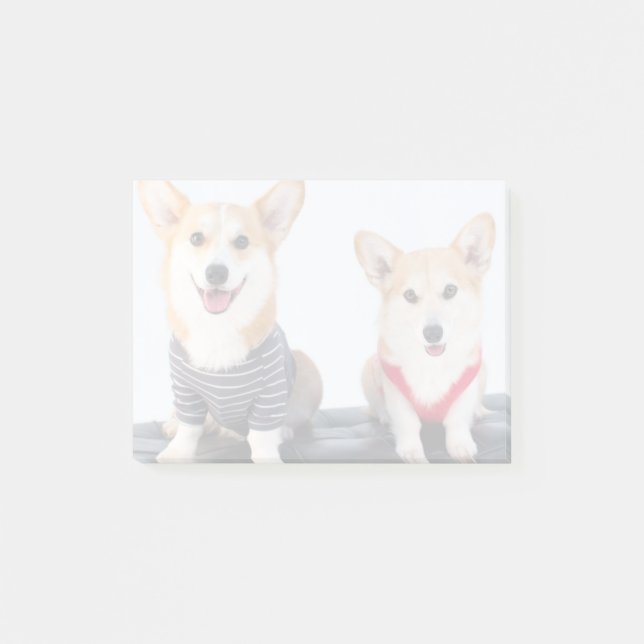 A Pair Of Corgis Sitting On A Bench Post-it Notes (Front)