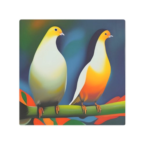A pair of doves metal print