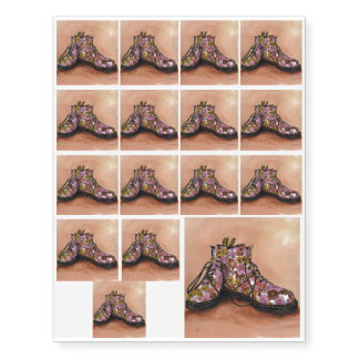 A Pair of Floral Dr Martins Boots Temporary Tattoos