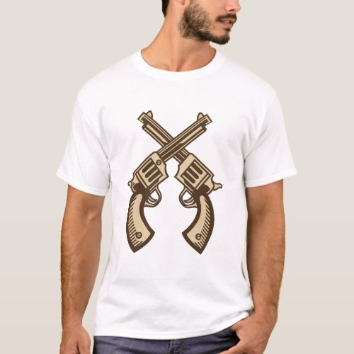 A pair of guns with two crossed guns Unisex shirts