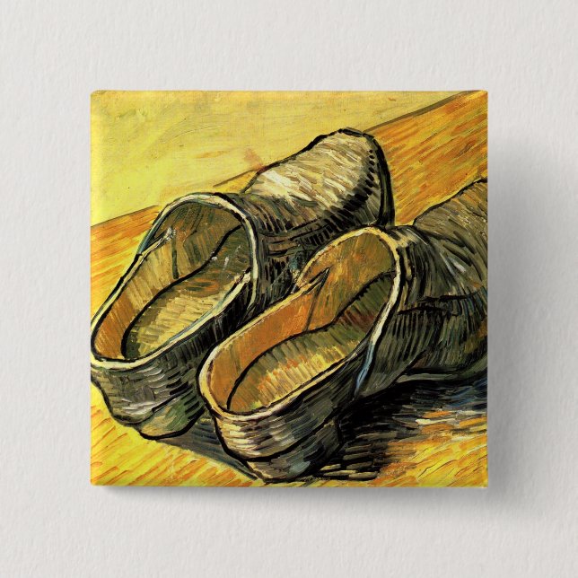 A Pair of Leather Clogs by Vincent van Gogh Pinback Button (Front)