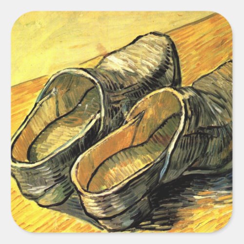 A Pair of Leather Clogs by Vincent van Gogh Square Sticker