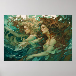 A pair of mermaids poster