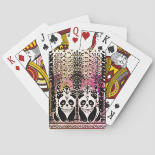 A pair of pandas in forest poker cards