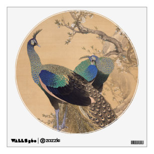 A Pair of Peacocks in Spring by Imao Keinen Wall Decal