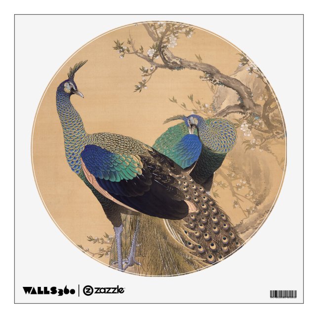 A Pair of Peacocks in Spring by Imao Keinen Wall Decal (Front)