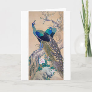 A Pair of Peacocks in Spring, Imao Keinen Card