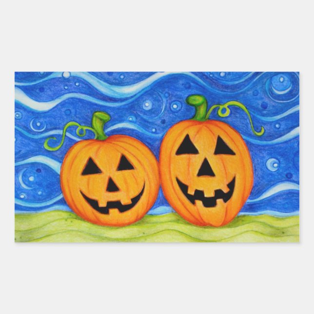 A Pair of Pumpkins Rectangular Sticker (Front)