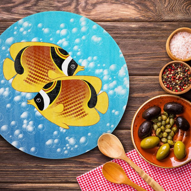 A Pair of Raccoon Butterflyfish in Bubbly Water Cutting Board (Creator Uploaded)
