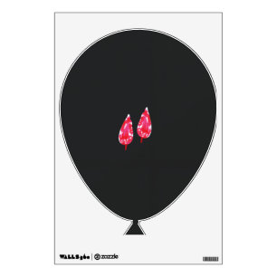 a pair of red leaves on a black background wall decal