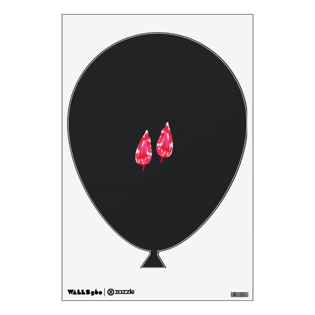 a pair of red leaves on a black background wall decal (Front)