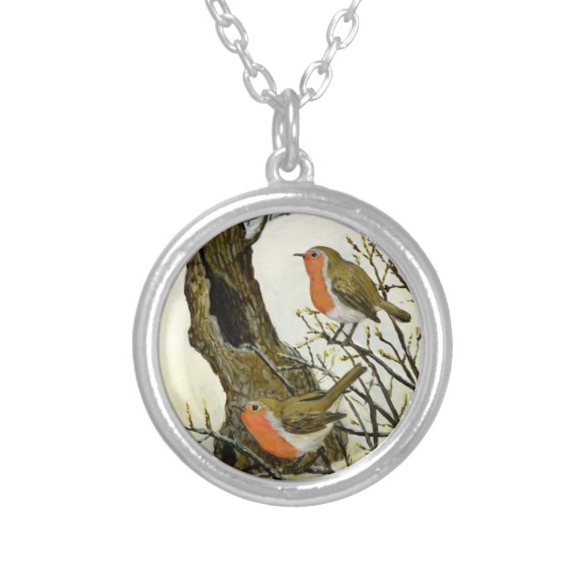 A Pair of Robins Silver Plated Necklace (Front)
