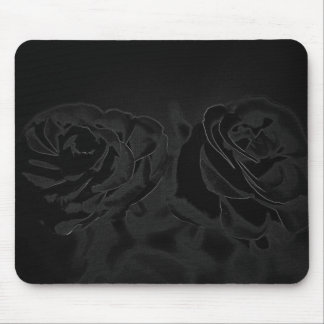 A pair of roses in black mouse pad