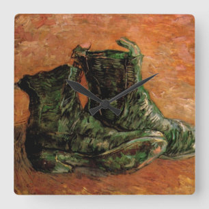 A Pair of Shoes by Vincent van Gogh Square Wall Clock