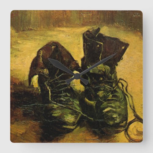 A Pair of Shoes by Vincent van Gogh Square Wall Clock