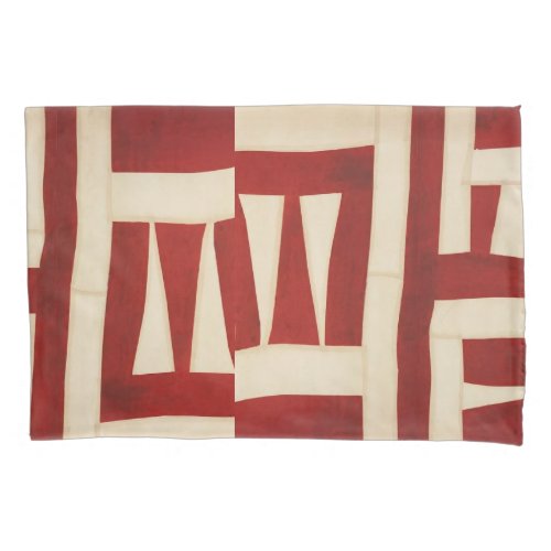 a pair of standard pillowcases in red and ivory 