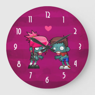 A Pair of Zombies in Love Large Clock