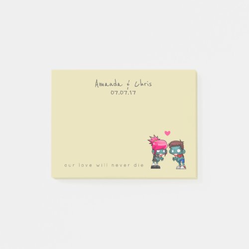 A Pair of Zombies in Love Wedding Post_it Notes