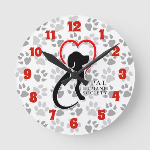 A_PAL _ Logo with Paw Prints Round Clock