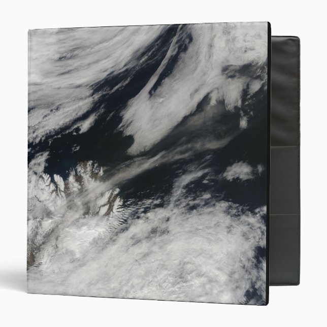 A pale gray ash plume blows from the summit 3 ring binder (Front/Inside)