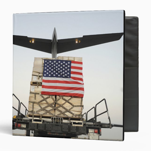 A pallet containing humanitarian relief supplie binder (Front/Inside)