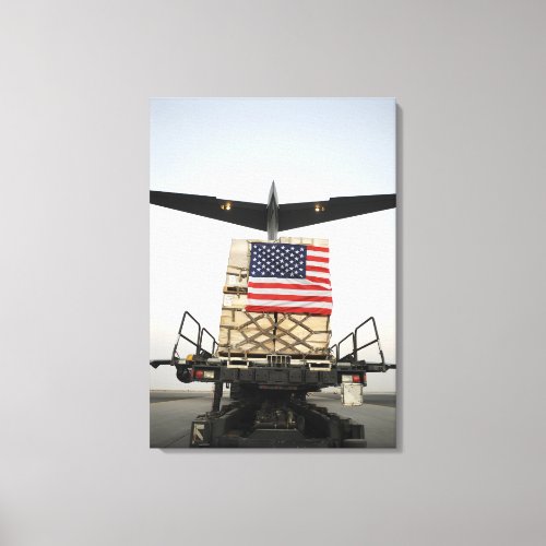 A pallet containing humanitarian relief supplie canvas print