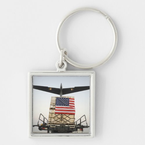 A pallet containing humanitarian relief supplie keychain