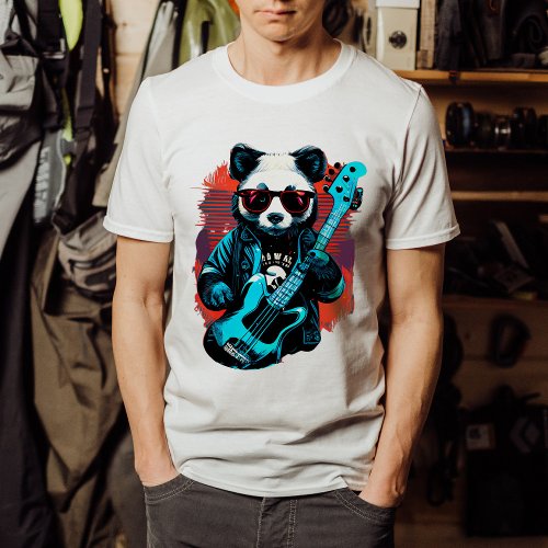A panda playing guitar T_Shirt