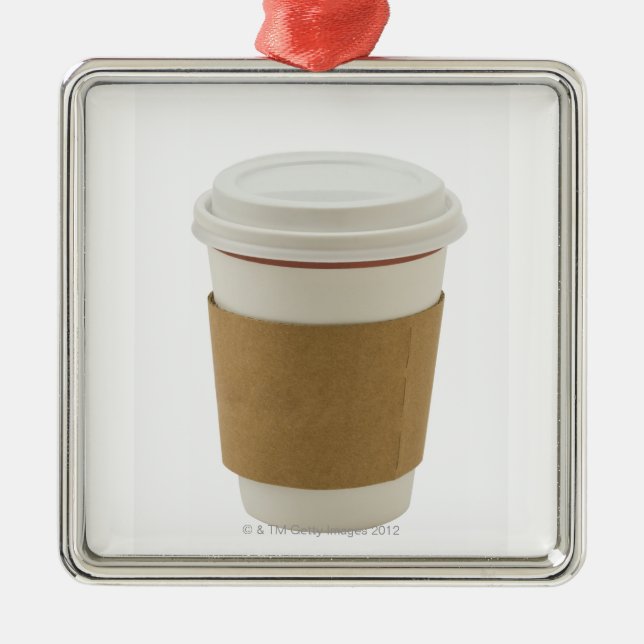 A paper coffee Cup Metal Ornament (Front)