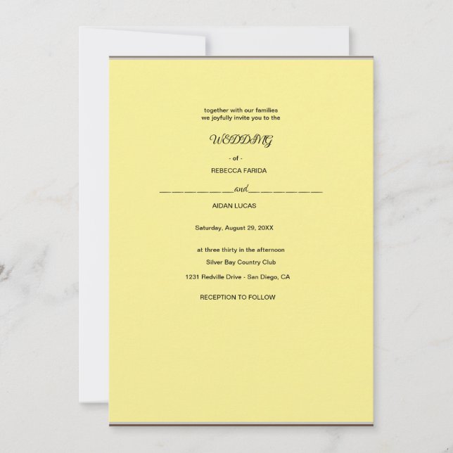 a paper flower wreath on a white backgro invitation (Front)