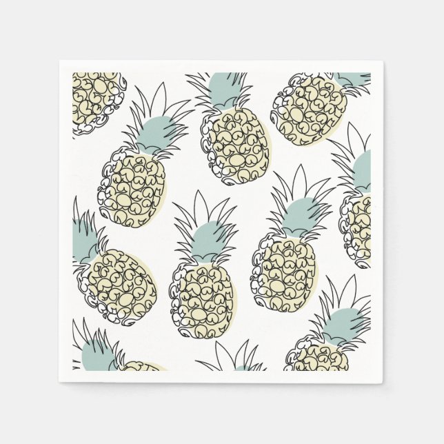 A paper napkin with a pattern of a cute pineapple  (Front)